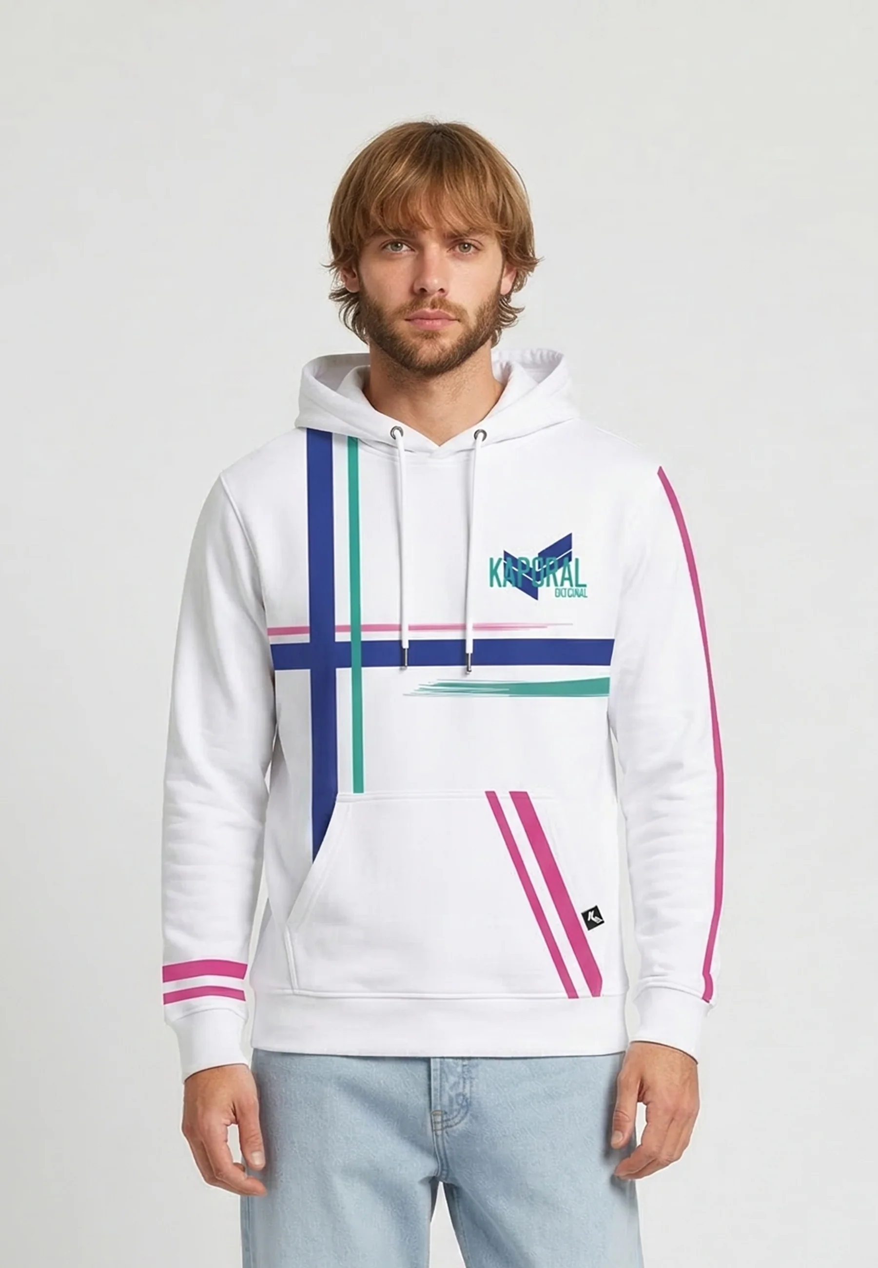Sweat à capuche regular blanc coton polyester REGAN