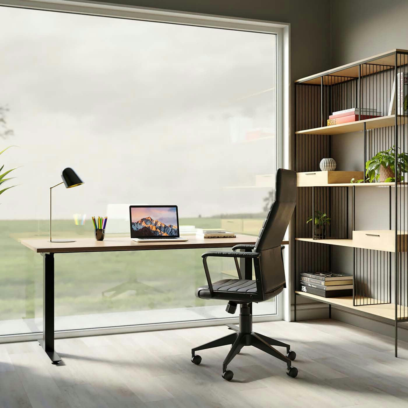 SMART - Bureau réglable assis-debout en chêne et acier noir L160