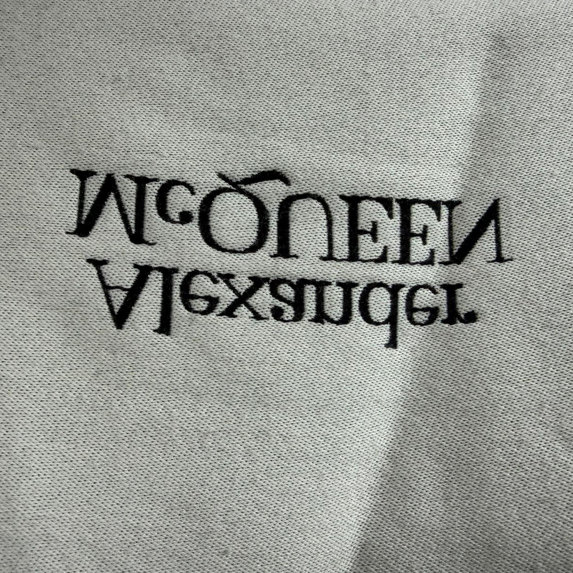 Alexander McQueen Preloved Logo-Embroidered Scarf in Black White Linen