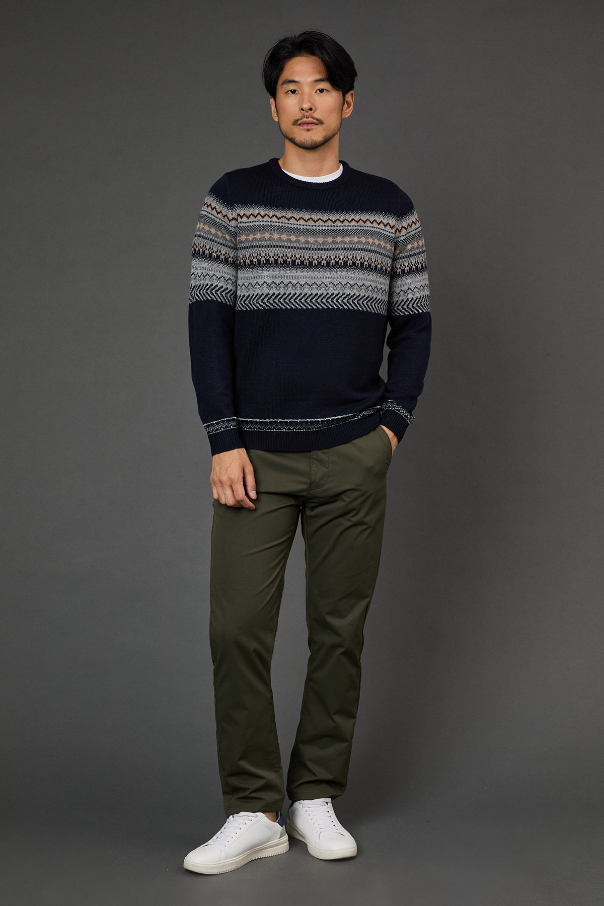 Burton Navy Fairisle Placement Christmas Jumper