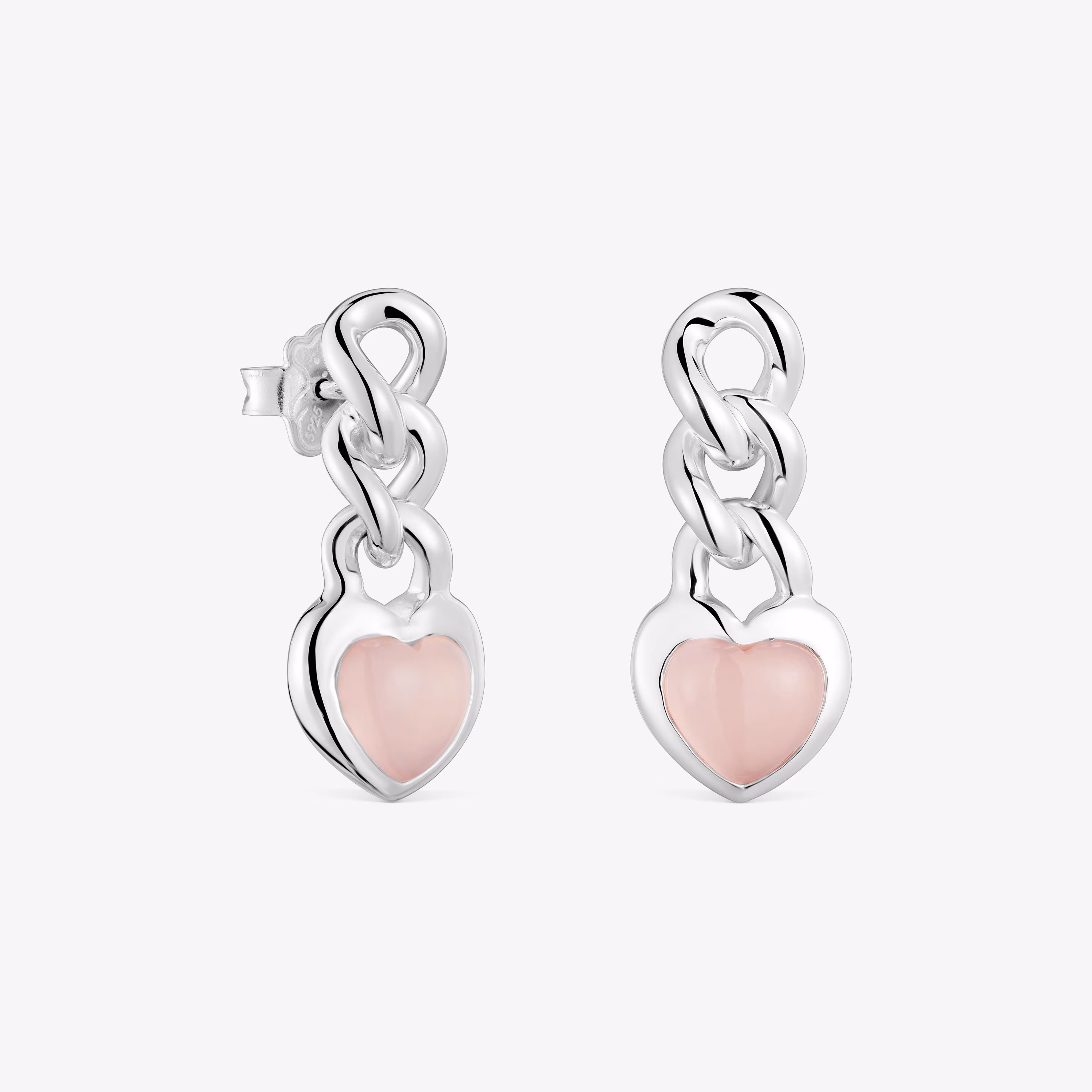 Pendientes cortos corazón de plata y calcedonia Bold Motif