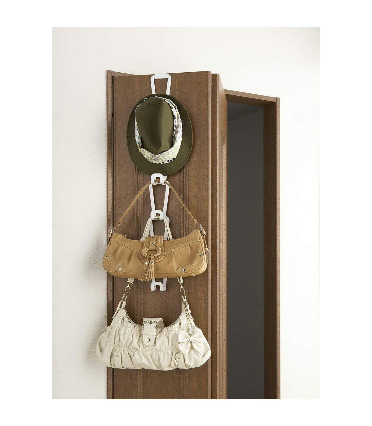 - Porte sac à main blanc 6 crochets - H77 cm