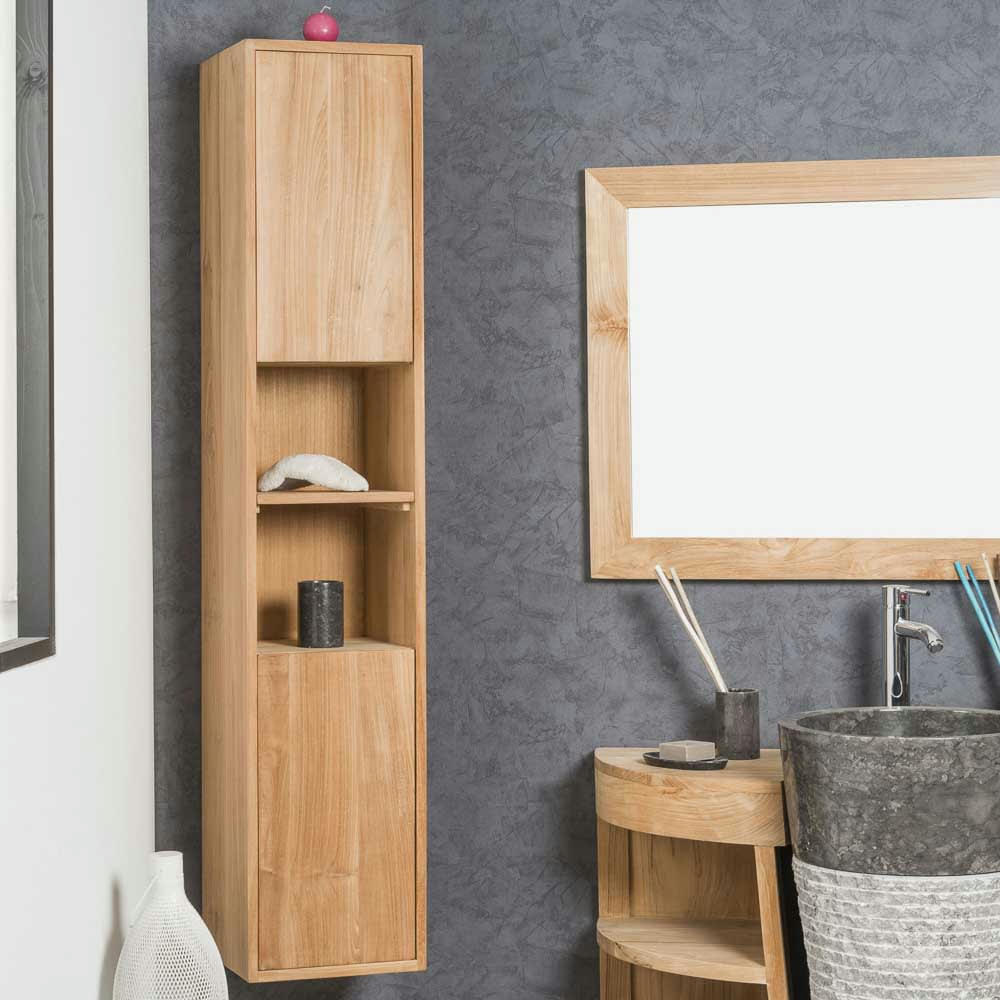 - Colonne salle de bain suspendu réversible en teck H150cm