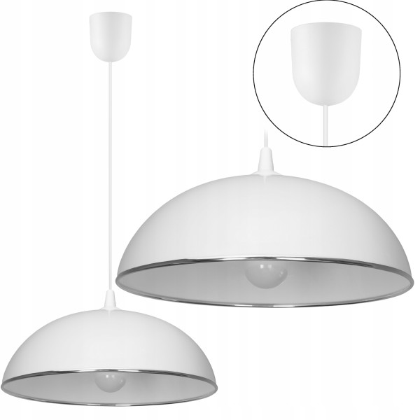 Żyrandol 36cm plastik Kuchnia Silver 0402 biały chrom
