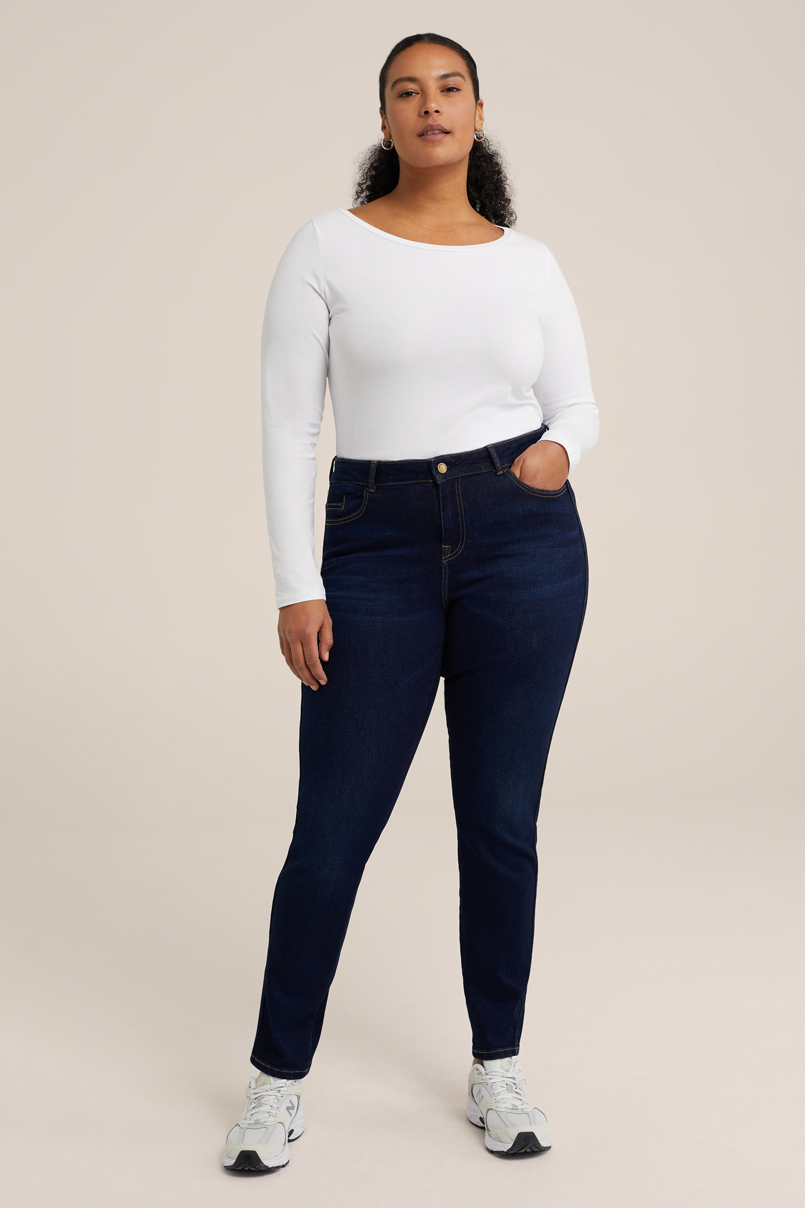 Dames T-shirt met boothals- Curve