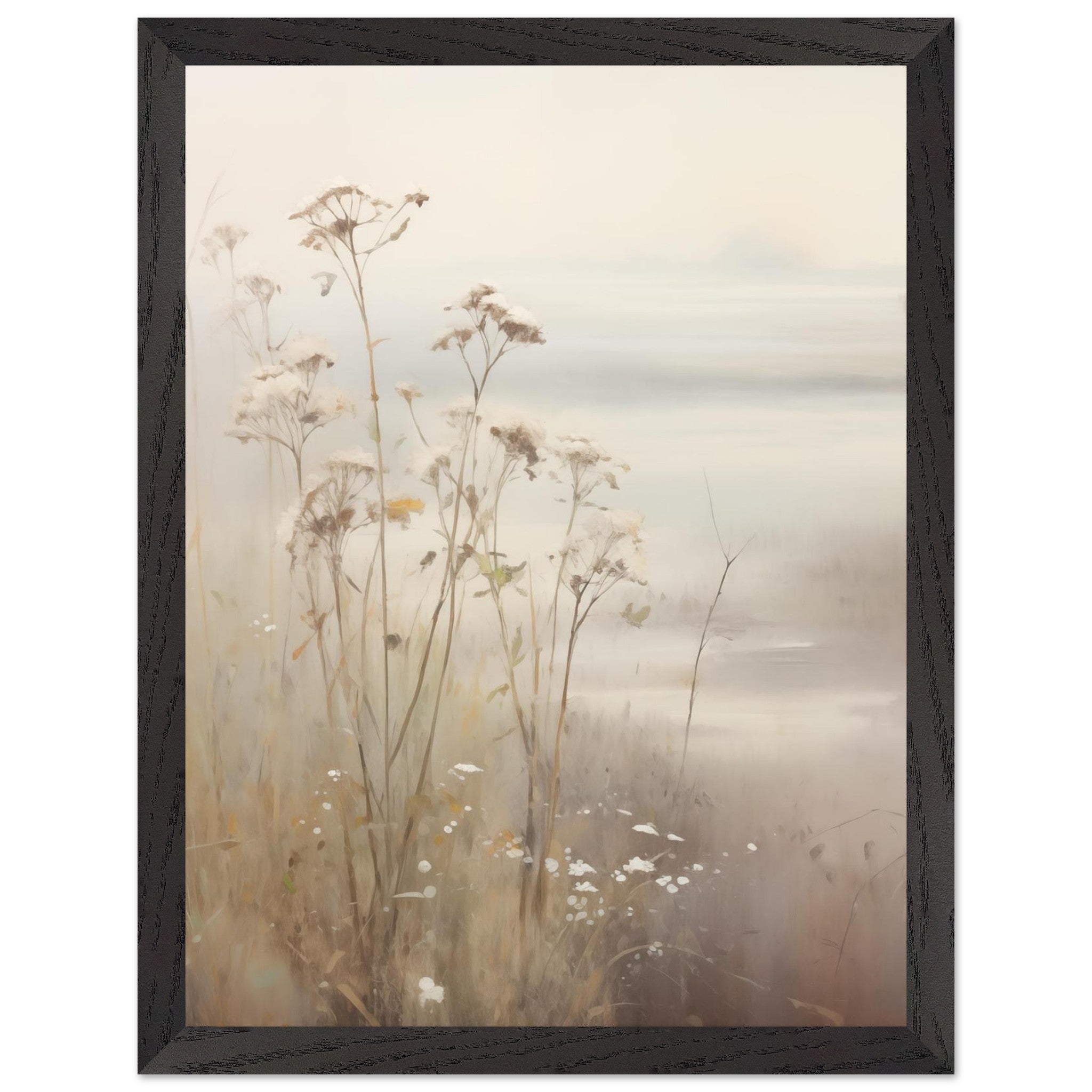 Artfulprints Poster met Lijst Foggy flowerfield 2  - 30x40 cm - Taupe