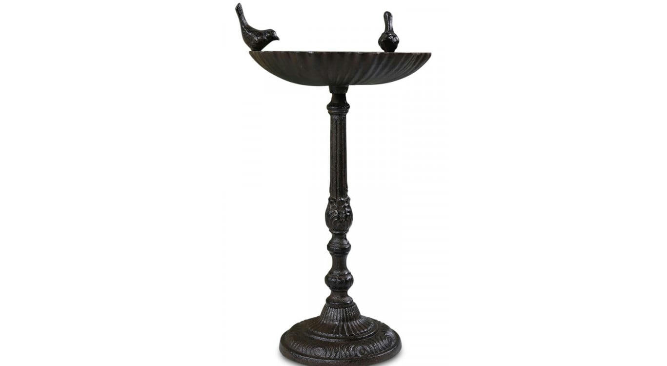 - Abreuvoir 2 Oiseaux sur Pied Fonte Marron 29x23x52.5cm