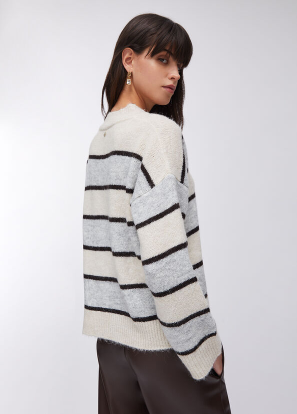 Maglia a righe in lana e alpaca