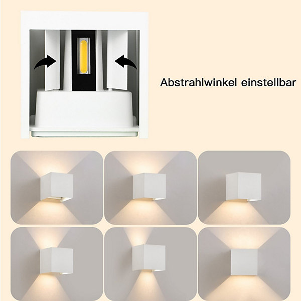 NETTLIFE Applique LED 5W, 4 pièces -Lampe Murale Extérieur Intérieure blanc, double faisceau réglable étanche IP65 230V 3000K