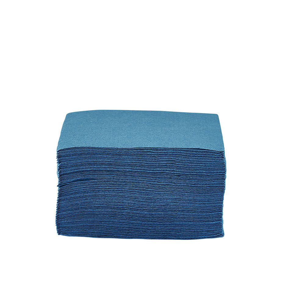 Serviette cocktail carrée bleu canard 2 plis en papier x40