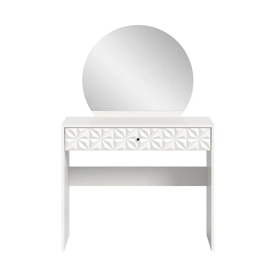 Hioshop Prisma kaptafel 1 lade 1 spiegel wit