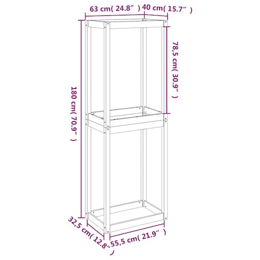 NNEVL Tire Rack 63x40x180 cm Solid Wood Pine