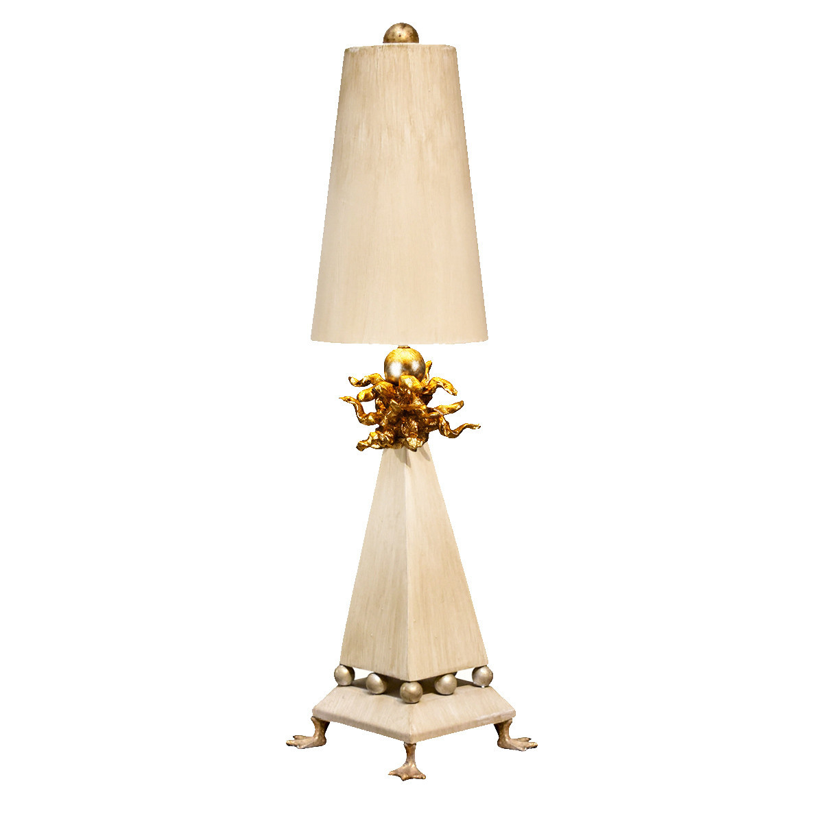 Lampa stołowa z abażurem kremowo-złota Leda 1xE27x60W wys:81cm Flambeau