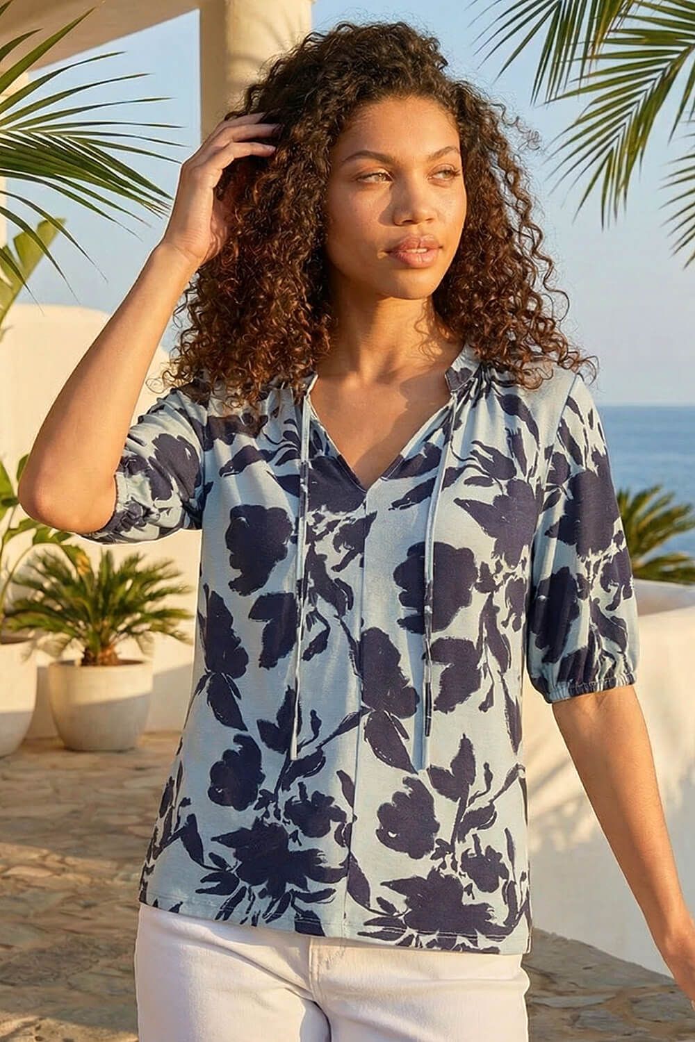 Roman Petite Floral Tie Front Top