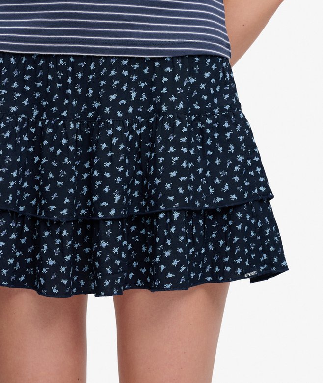 Printed Tiered Mini Skirt