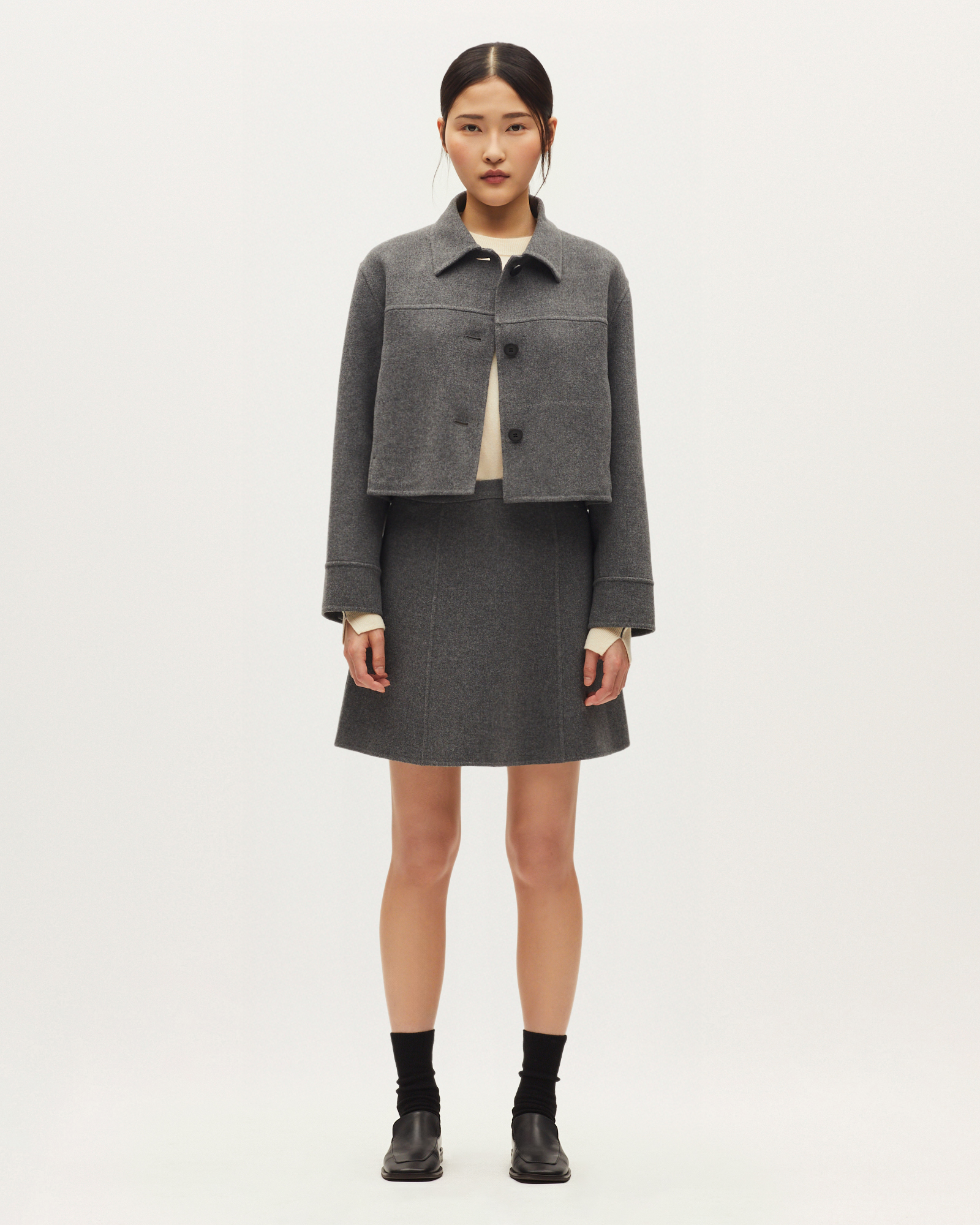 Blouson court double face avec laine