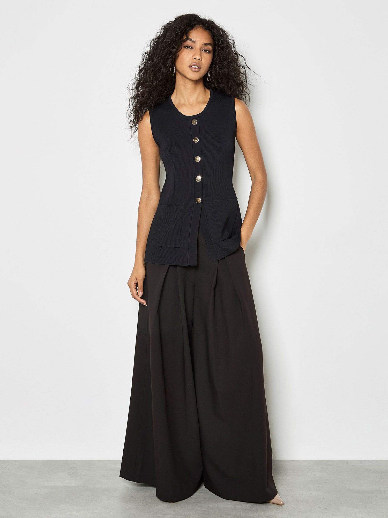 Apricot Ribbed Knit Waistcoat