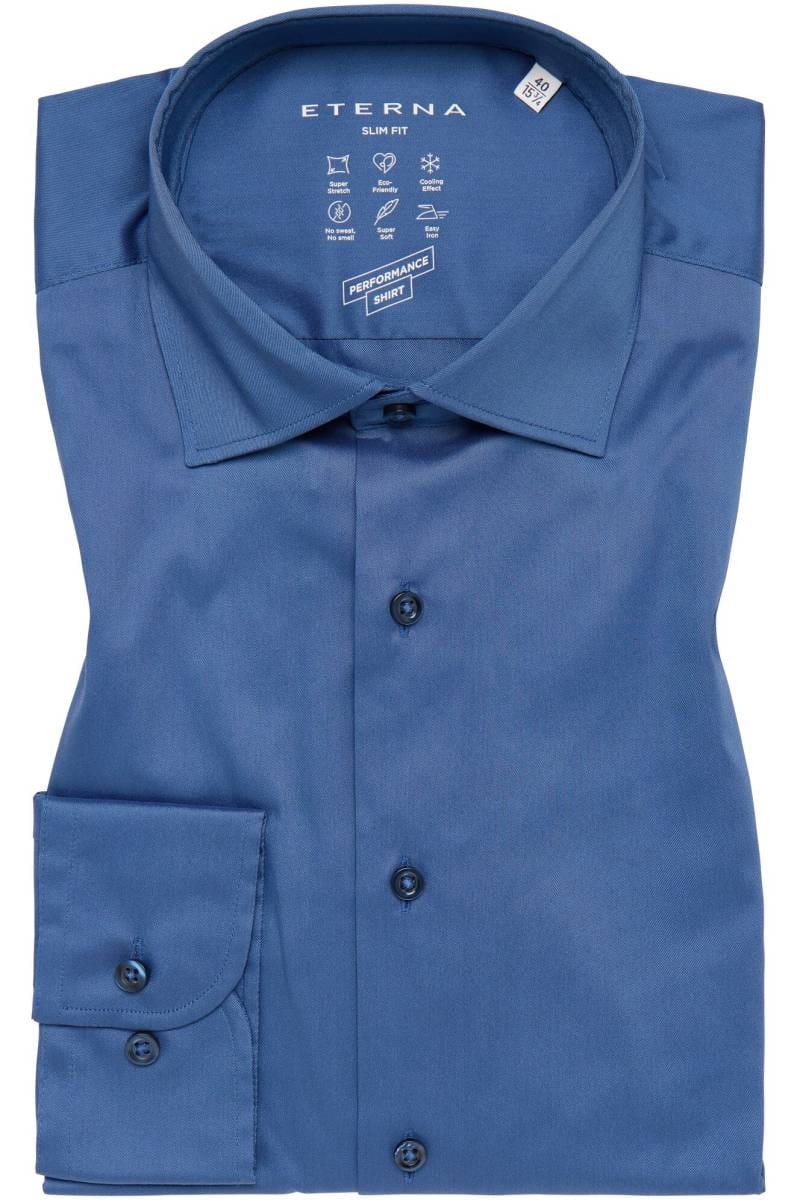 ETERNA Performance Slim Fit Tencel Hemd rauchblau, Einfarbig