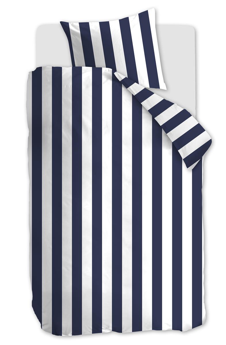 vtwonen dekbedovertrek Vertical Stripe - 140x200/220 cm - marineblauw