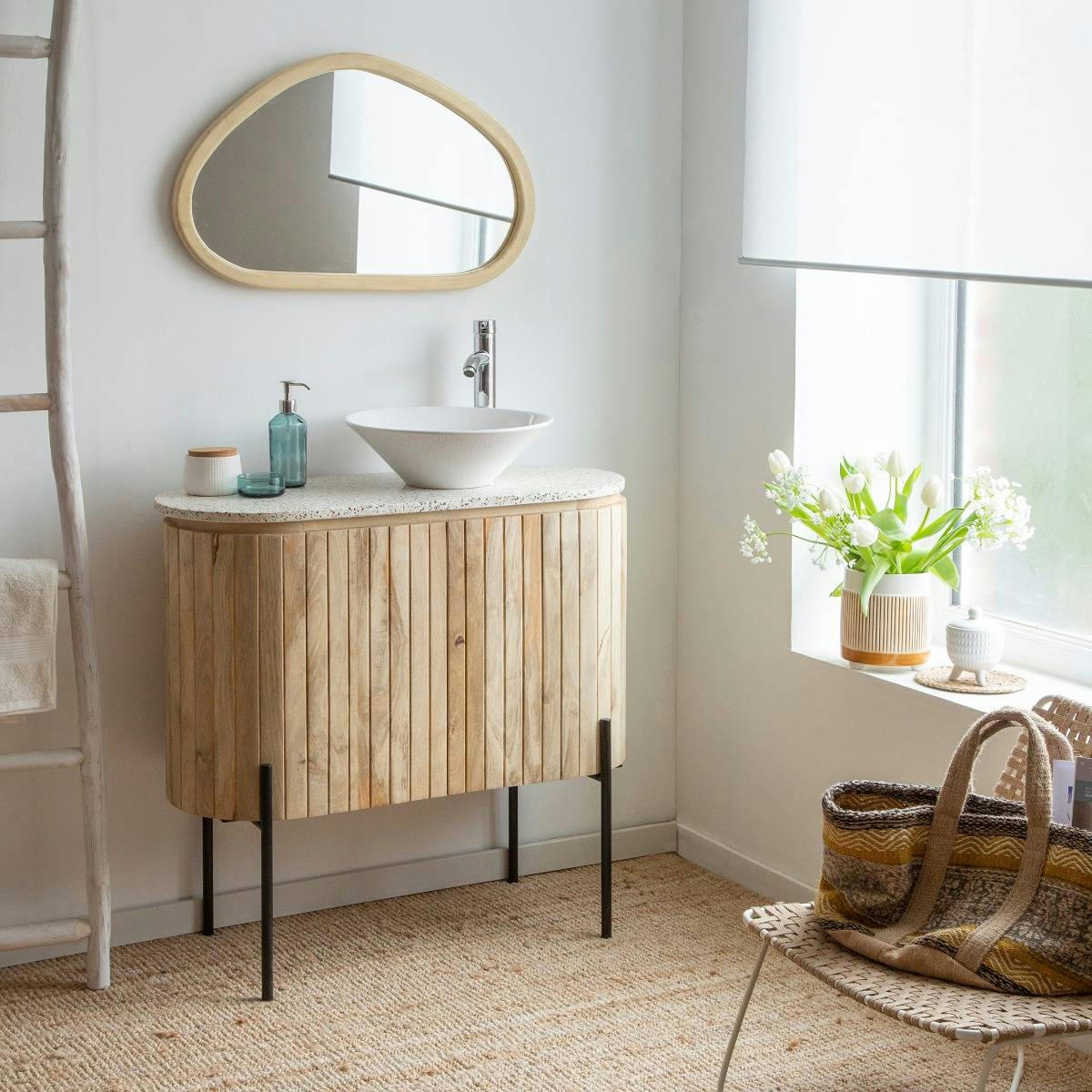 LOU - Meuble sous vasque en bois marron 88 cm