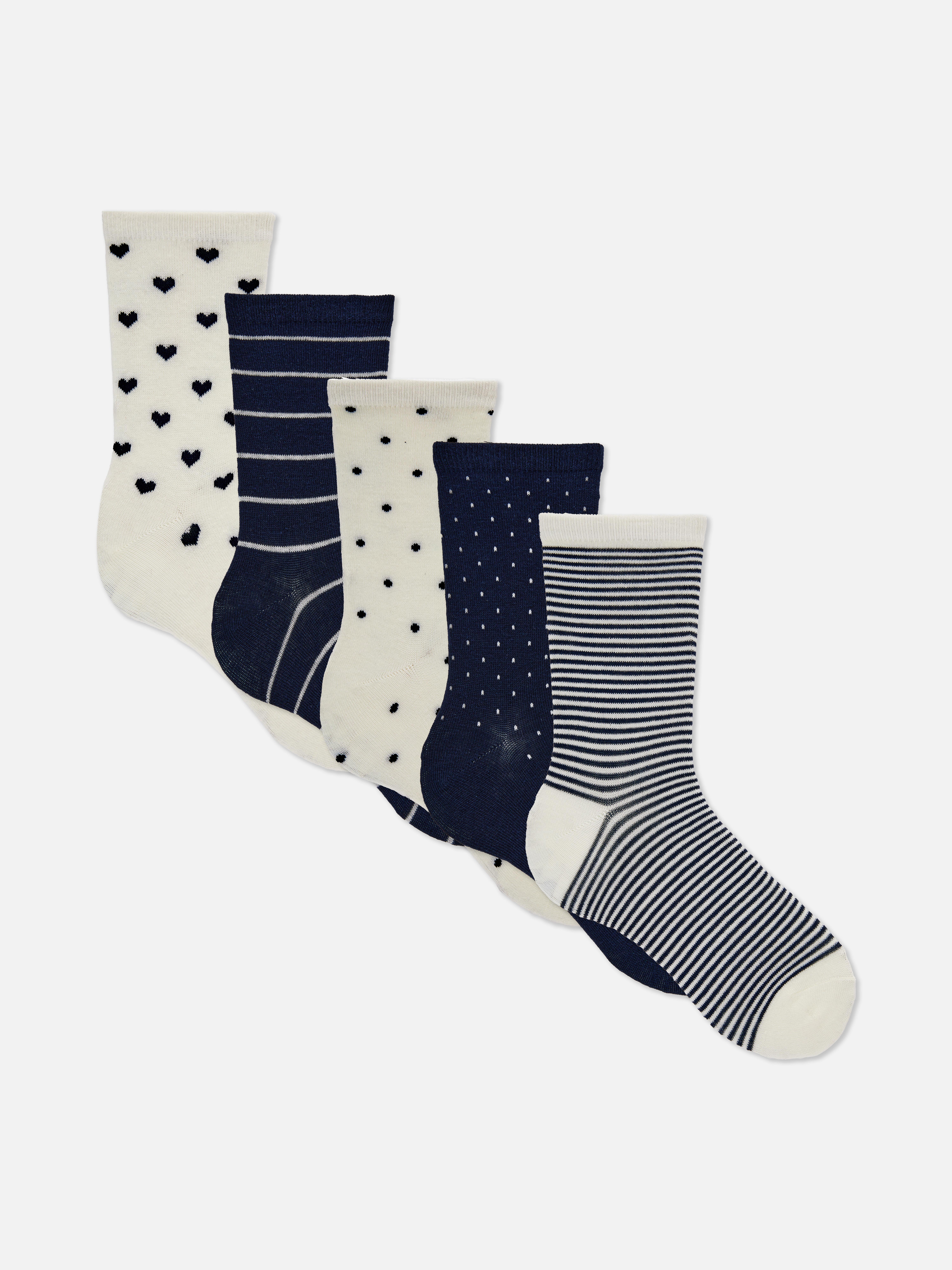 5pk Mix Pattern Crew Socks