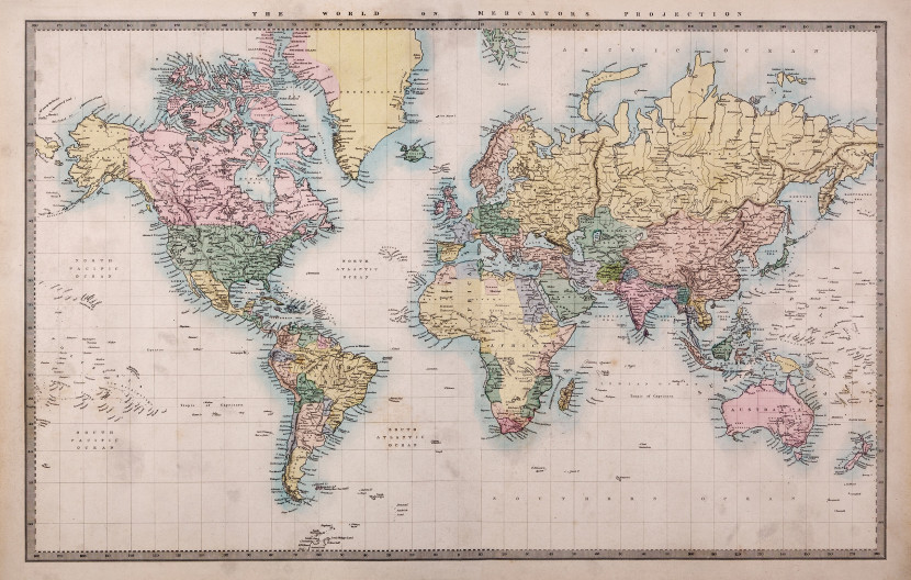 Fototapeta Mapa Świata W Stylu Vintage 90x60cm