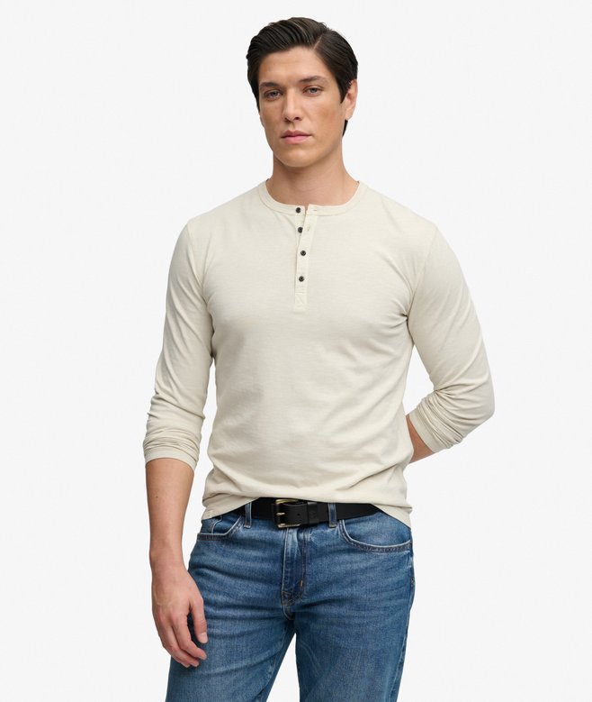 Slub Long Sleeve Jersey Henley Top