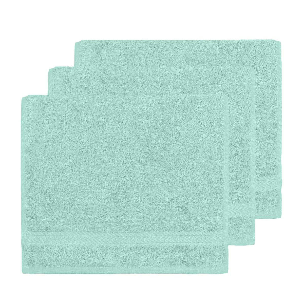 LUXURY - Lot de 3 serviettes invité 550gr/m²  menthe 30x50 cm