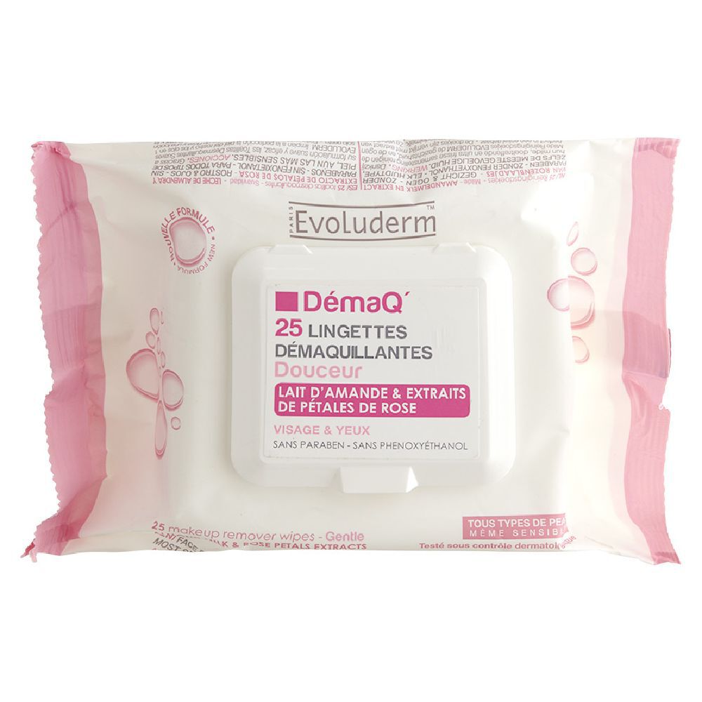 Lingette démaquillante Evoluderm Lait d'amande douce x25