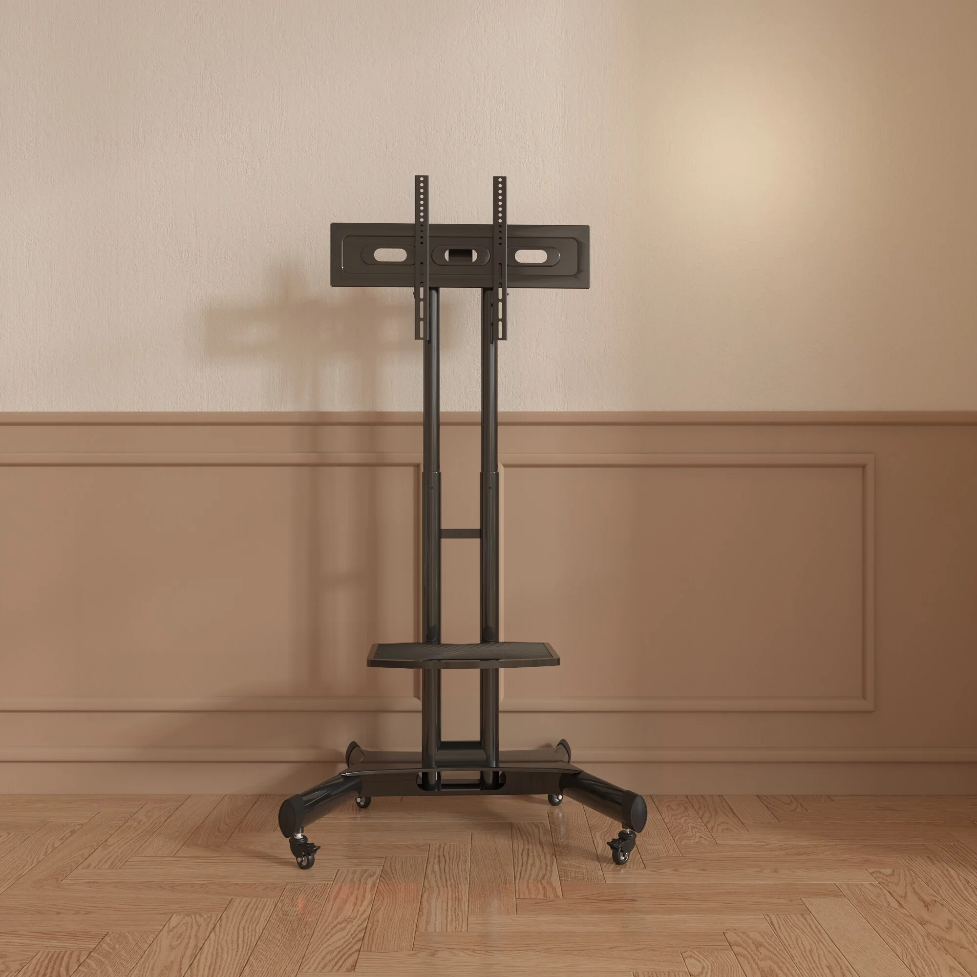 Black 47 Universal Swivel TV Stand with Movable Base & Shelf