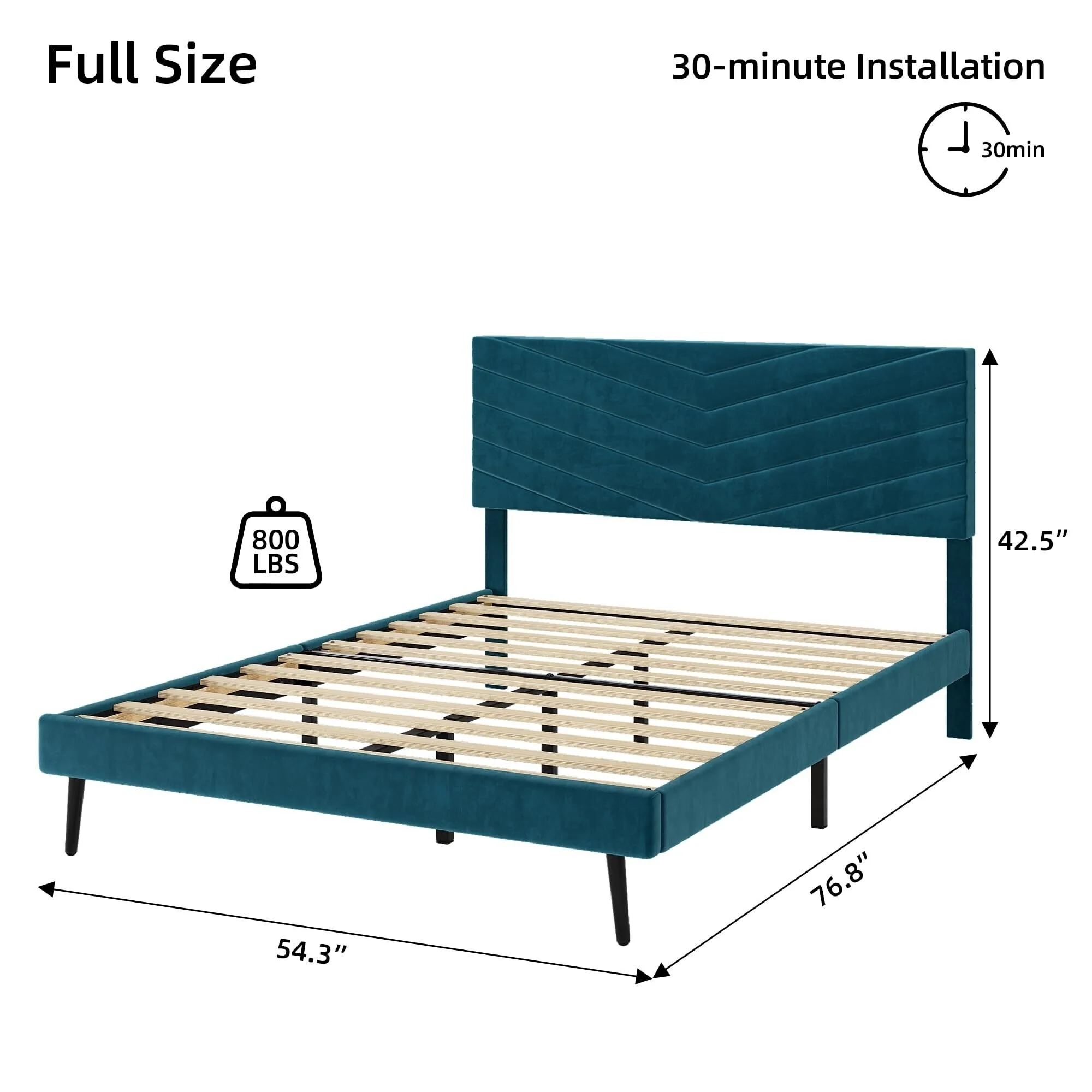 Bed Frame with Adjustable Headboard