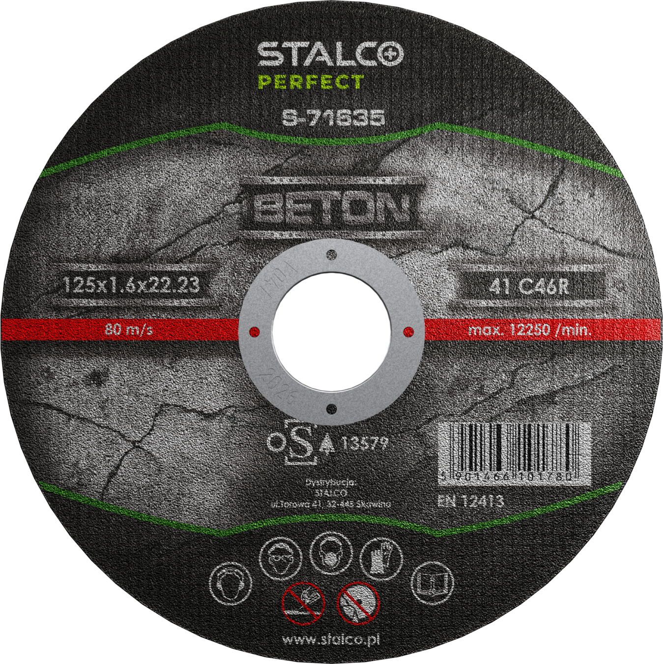 Tarcza do cięcia betonu - płaska ø 115 x 1,6 x 22, 23 mm STALCO PERFECT S-71631
