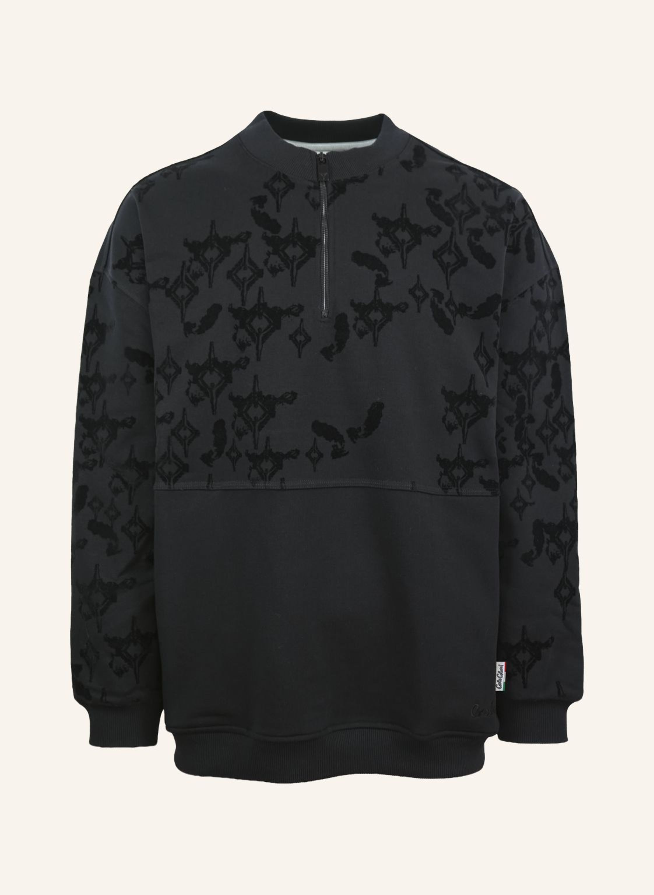 CARLO COLUCCI Oversize Troyer mit Flockprint - Soft Impact FISTILL