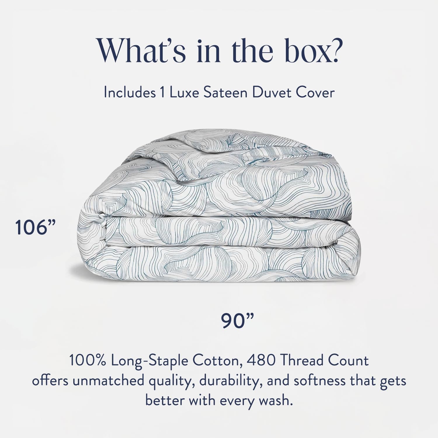 Brooklinen Luxury Sateen Duvet Cover - 100% Cotton, King/California King Size in Oyster Blue with Extra-Long Corner Ties and Button Closure - Best King/Cali King Duvet Covers