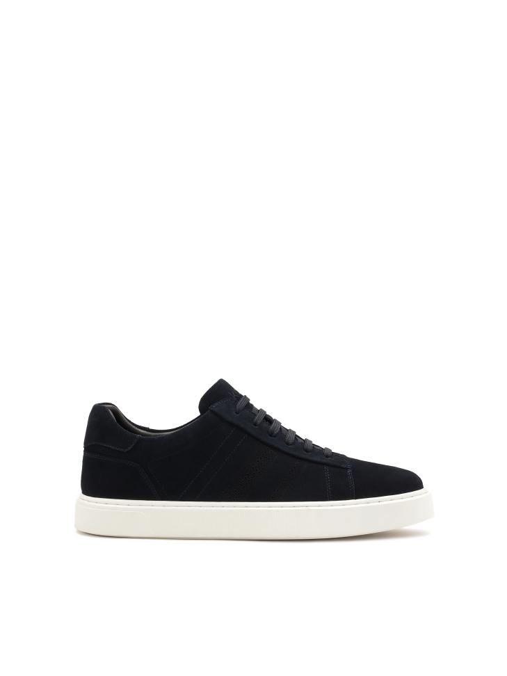 Navy blue suede sneakers