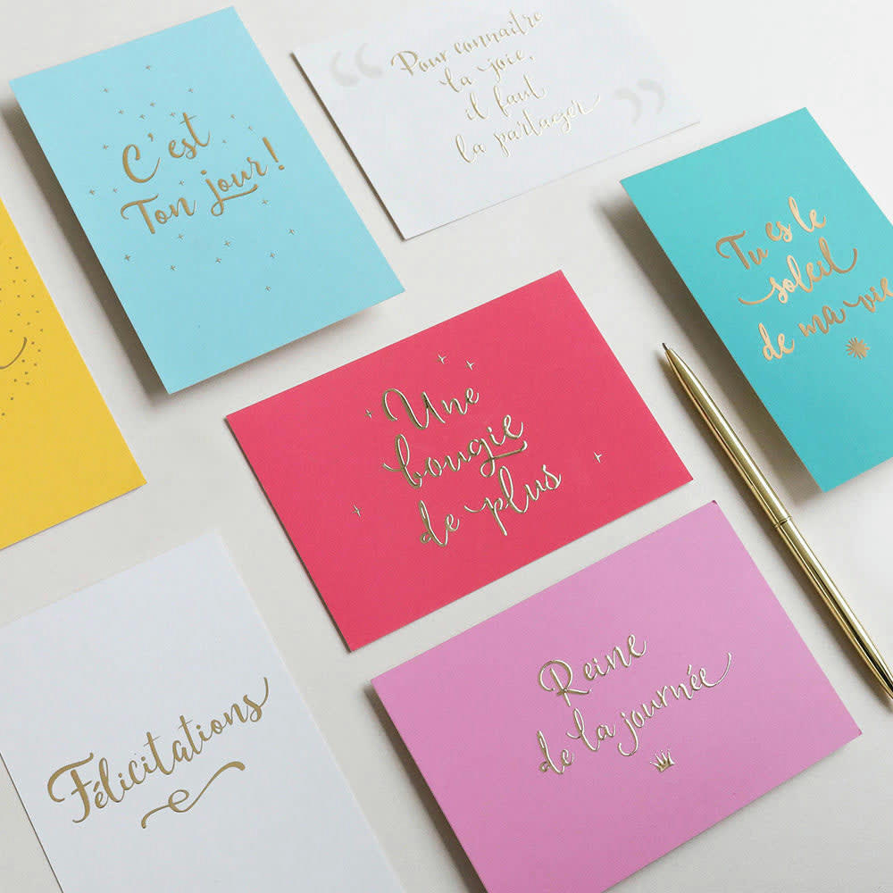 - Carte la vie est belle lettres dorées