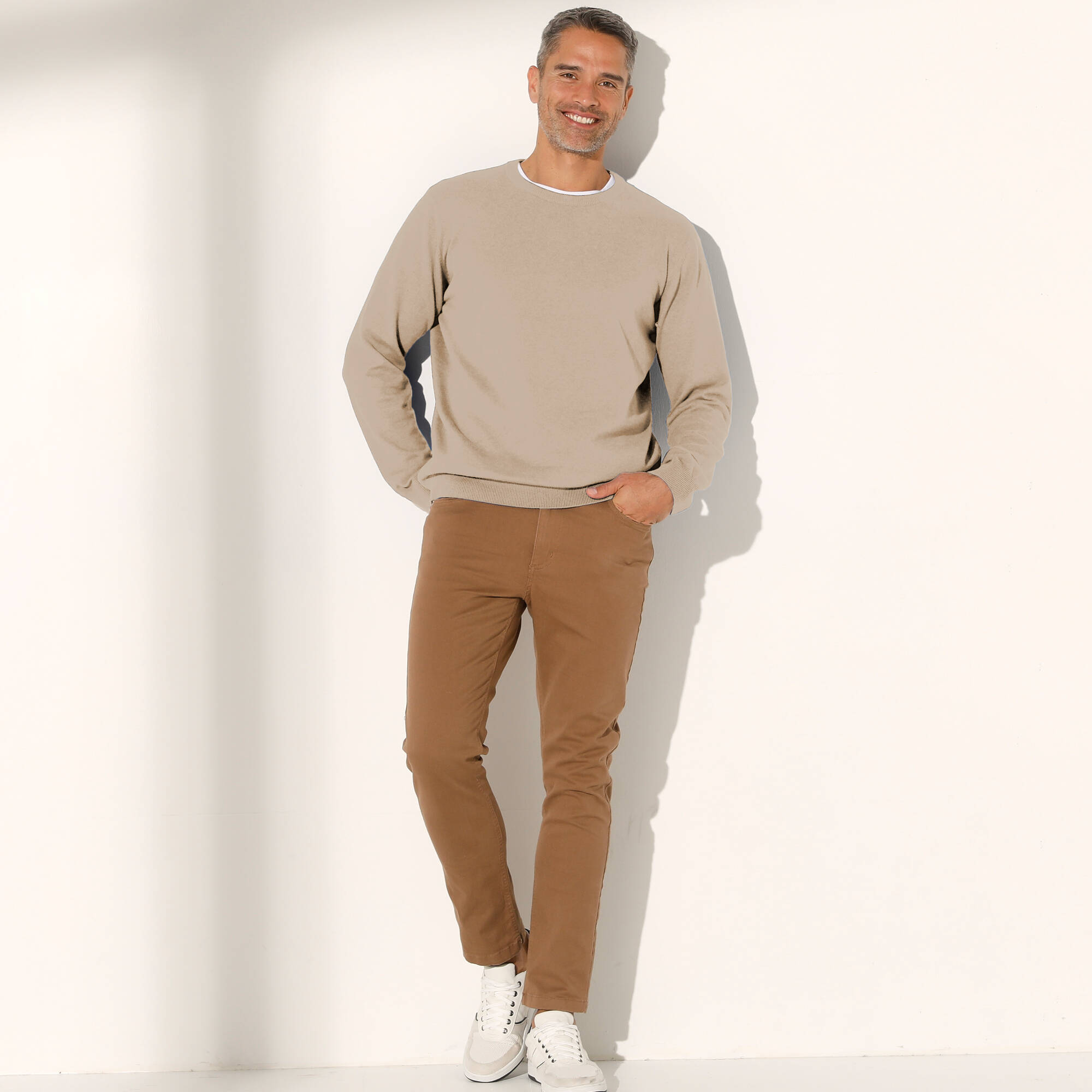 Pull pur coton col rond