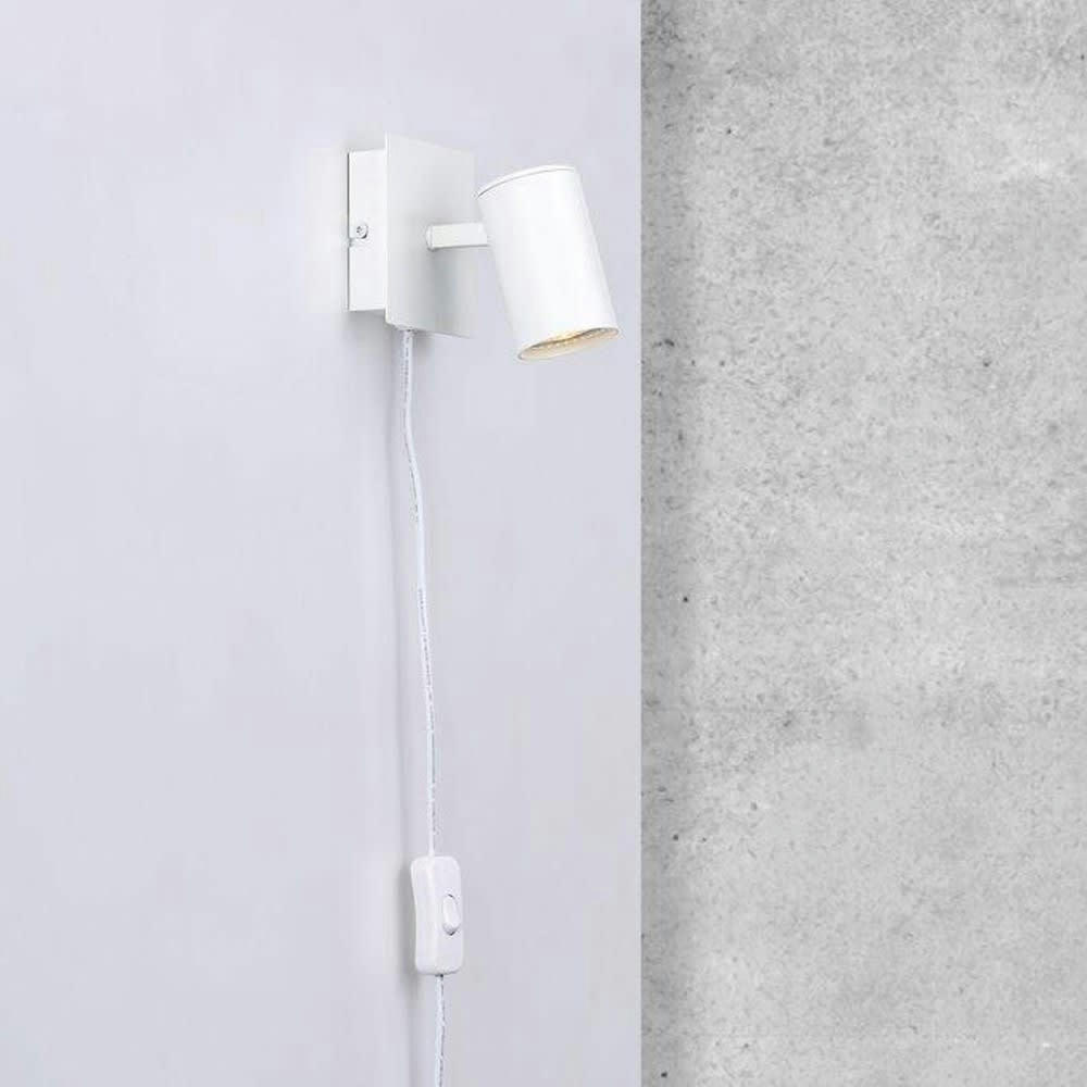 FRIDA - Applique murale orientable en métal blanc avec interrupteur à câble