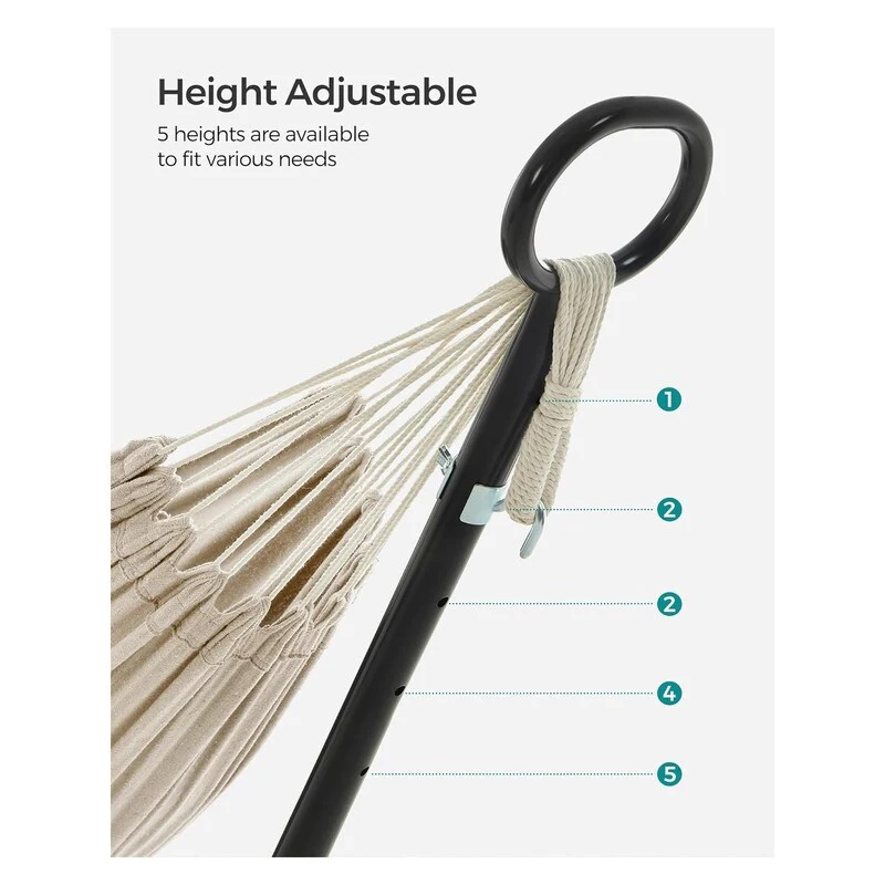 Double Hammock with Stand Portable Hammock, for Garden, Outdoor - 116.1L x 35.4W