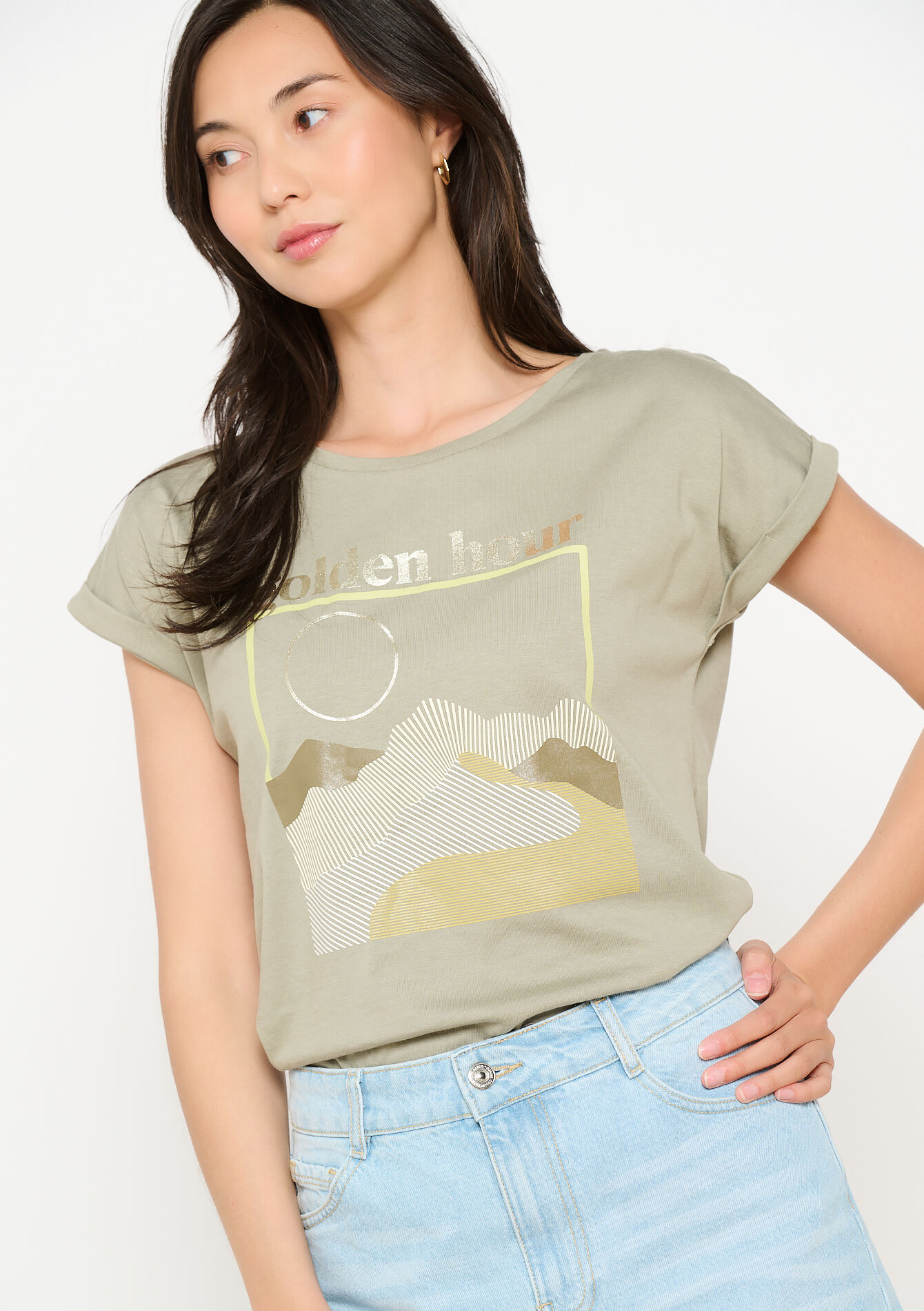 Gouden grafisch t-shirt