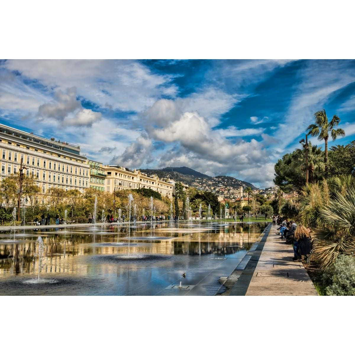 CONTEMPORAIN URBAIN - Tableau sur toile promenade Paillon Nice 45x65 cm