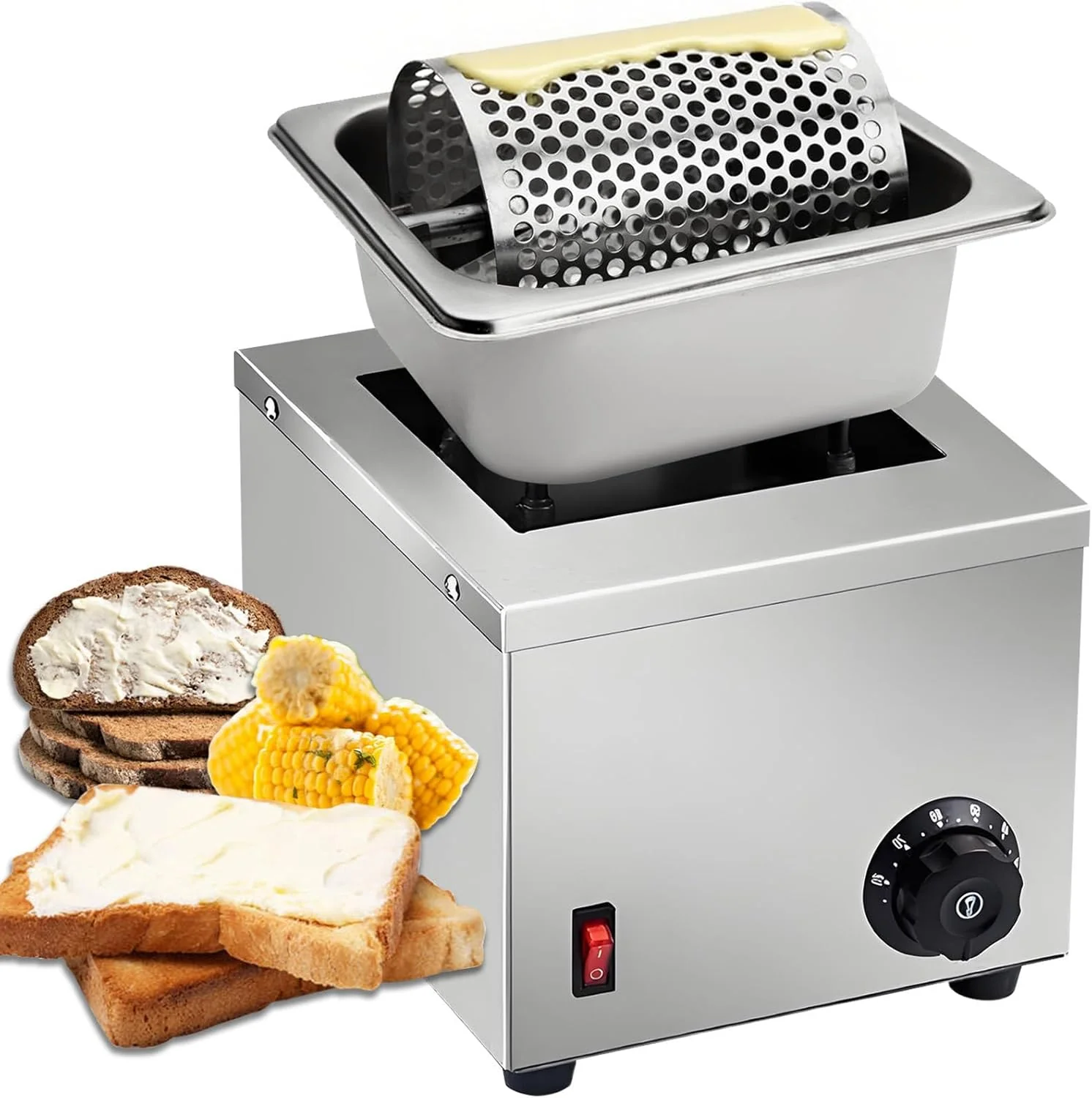 Electric Stainless Steel Butter Wheel Warmer Roller for Bread & BBQ