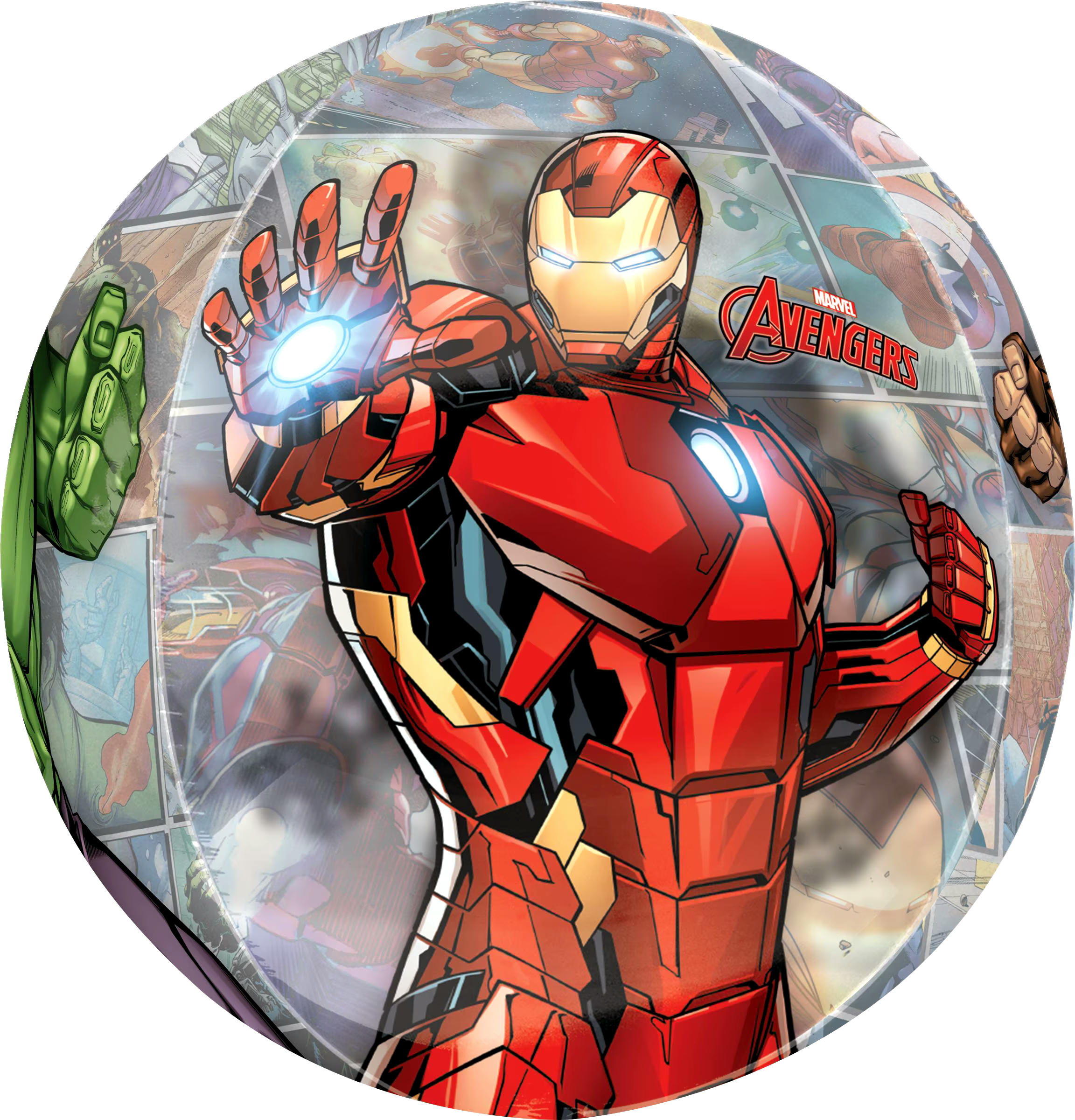 Disney Marvel Avengers Orbz Transparent Print Foil Balloon, Multi-Coloured, 16-in, Helium Inflation & Ribbon Included for Birthday Party