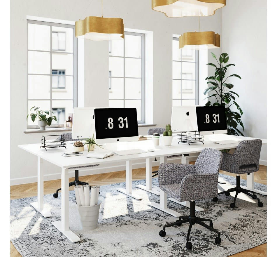 SMART - Bureau réglable assis-debout blanc et acier blanc L160