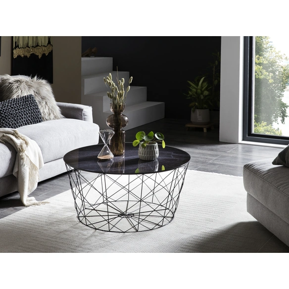 Couchtisch, BxH: 80 x 45 cm, Metall/Glas
