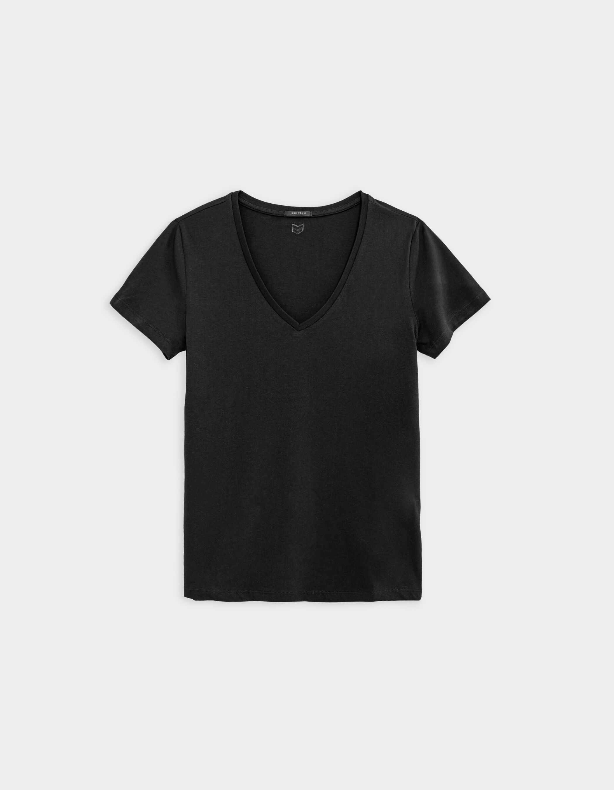 Tee-shirt encolure V marine broderie chevrons dos Femme