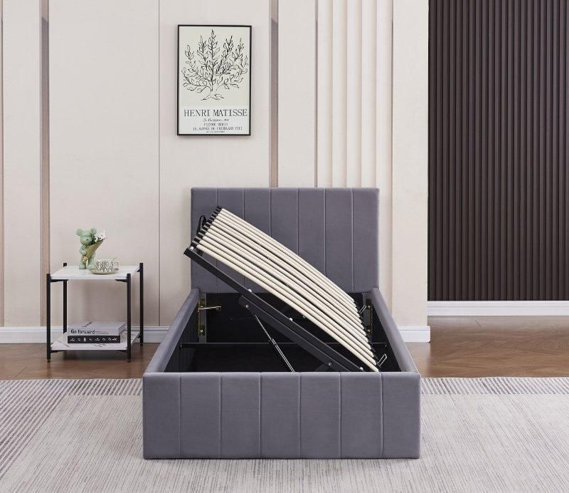 KOSY KOALA Ottoman Storage Bed Velvet Single 3FT Bed Upholstered Side lift Gas Lift
