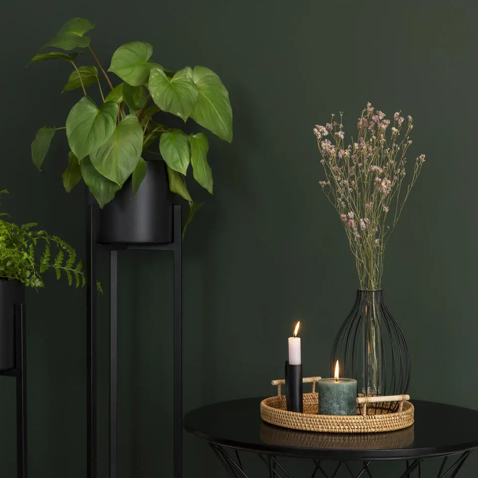 QUVIO Dienblad met handvaten rond - 28 cm - Rotan