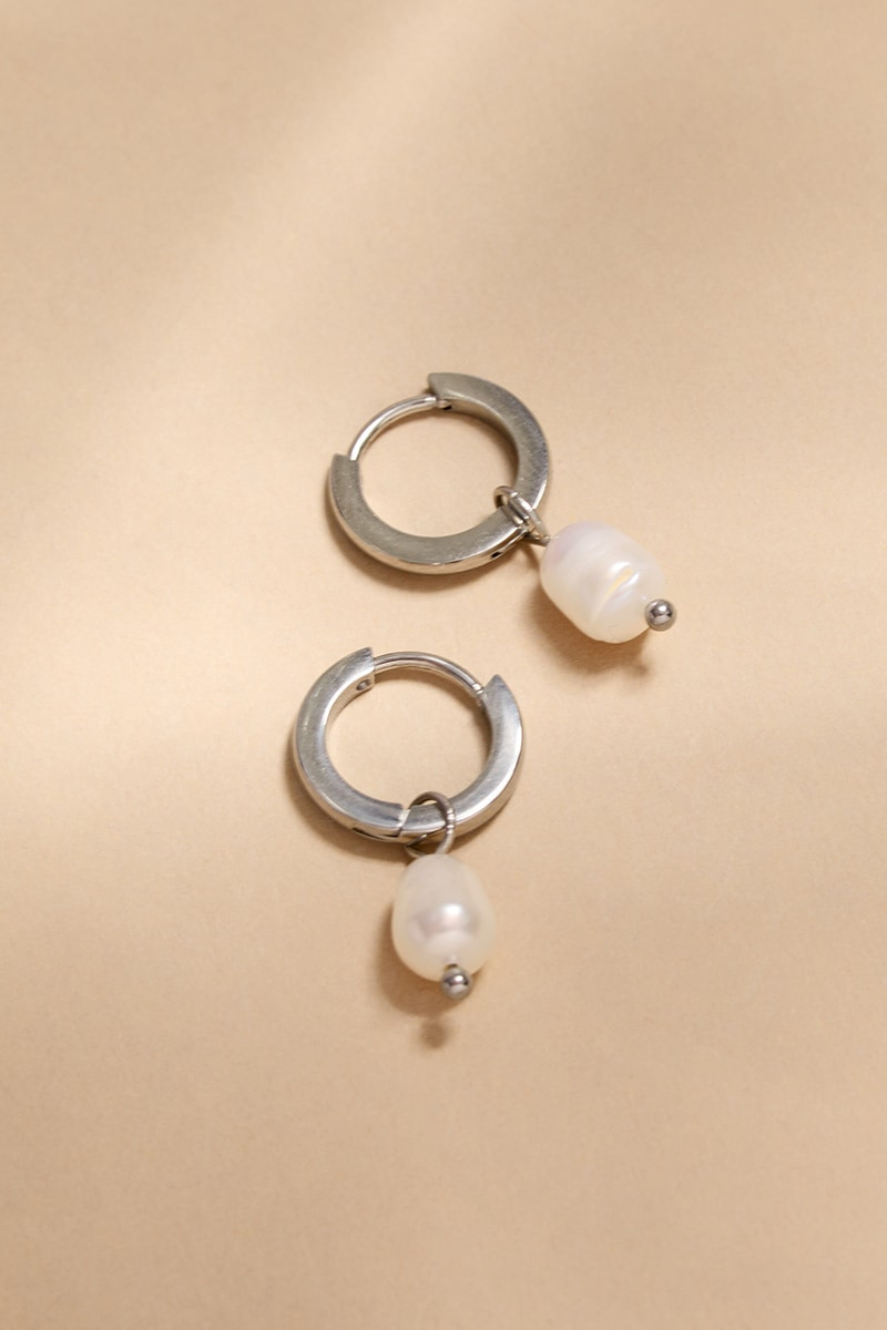 Simone Stainless Steel Charm Huggie Earrings