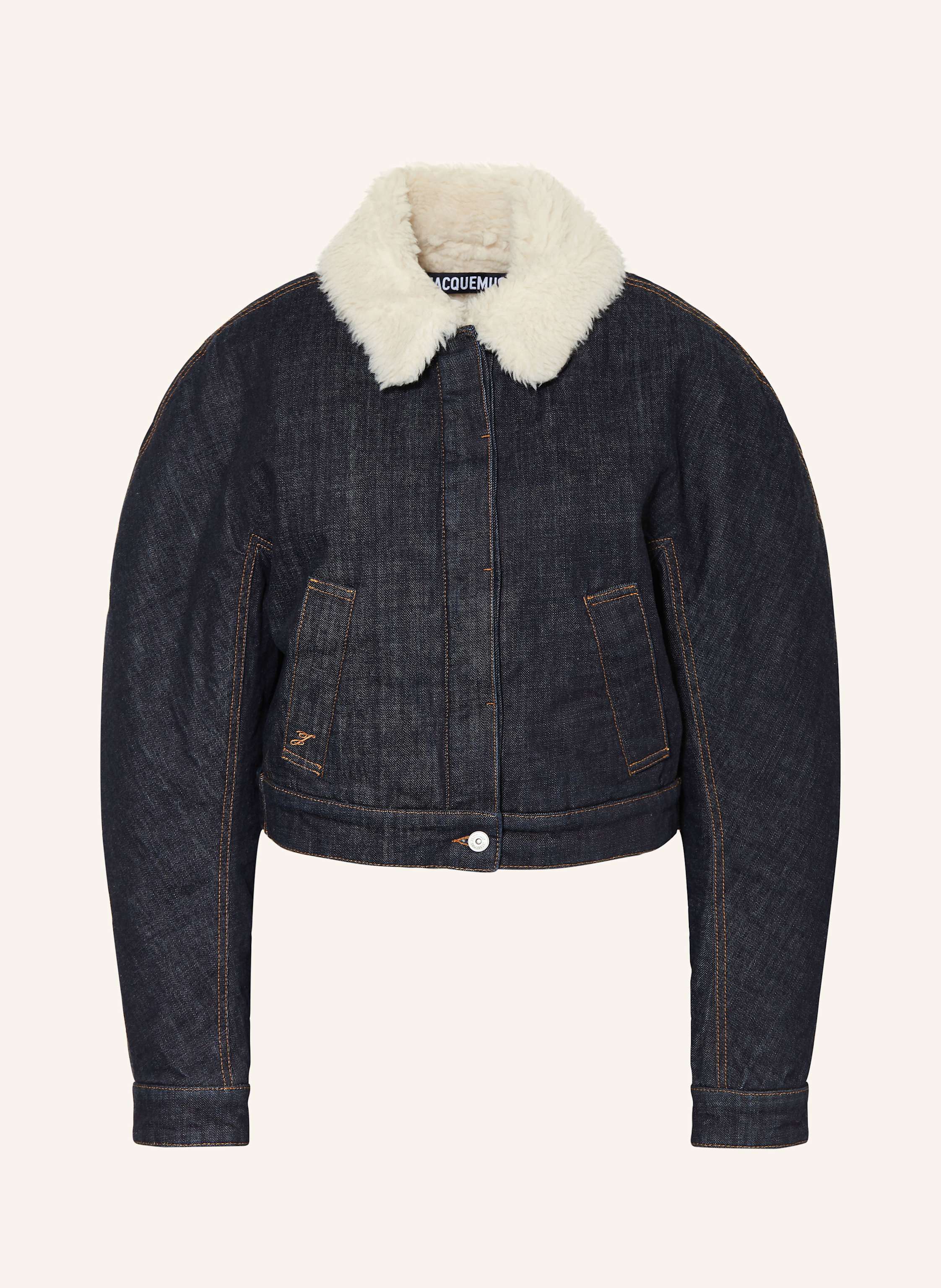 JACQUEMUS Jeansjacke LE BOMBER DE-NÎMES OVALO mit Kunstfell